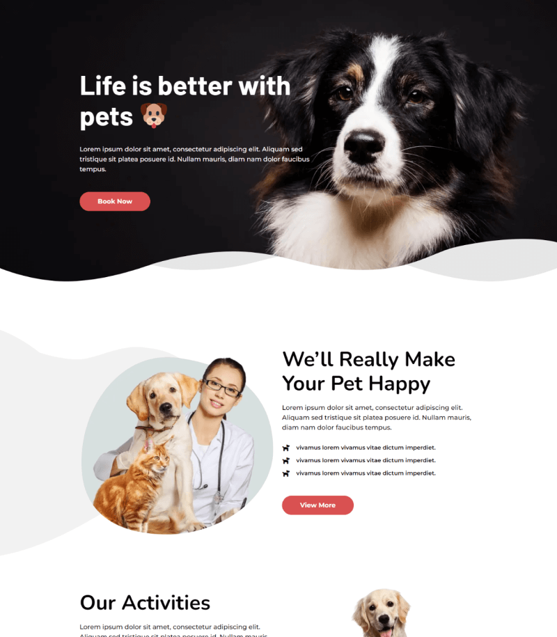 Pet Care Landing Page